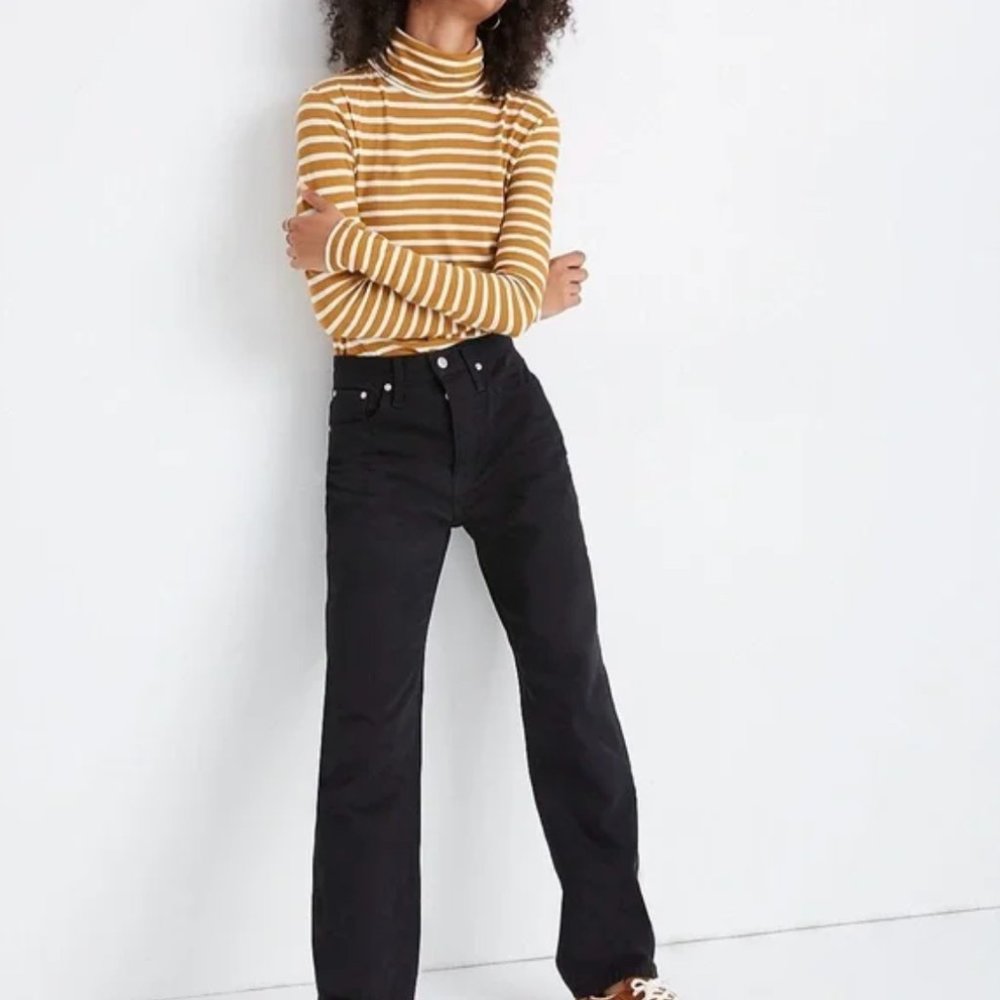 Madewell Yellow Whisper Cotton Turtleneck Helene Stripe
